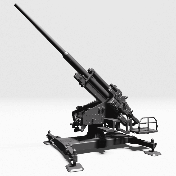 12-8cm-FlaK-40-Flugabwehrkanone-WWII-Modell
