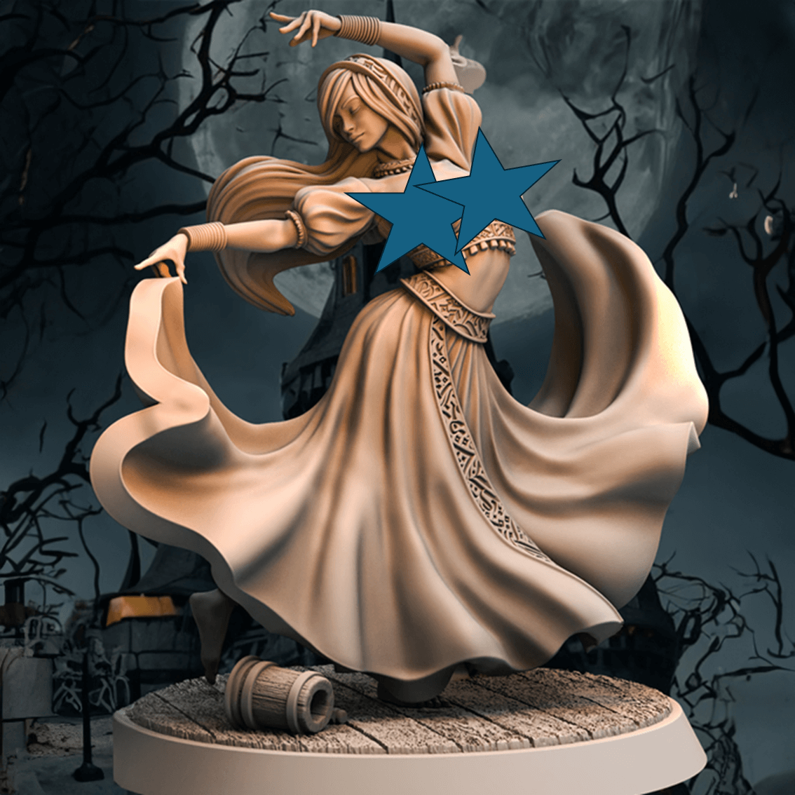 Mary Belle , oben ohne - Vorderansicht der 75mm Tabletop Miniatur
