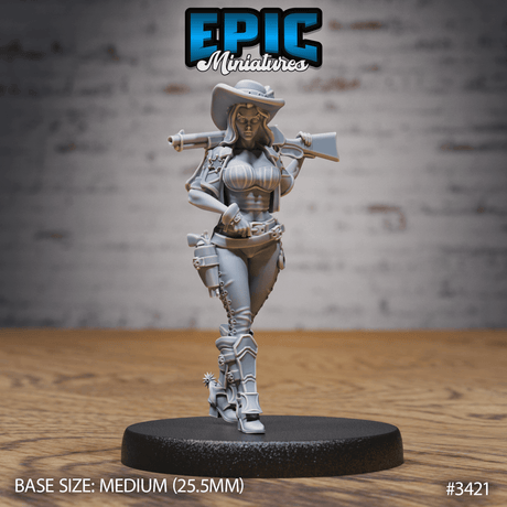 Female Gunslinger Miniatur in Aktion - Ein Meisterwerk der Tabletop-Kunst von Epic Miniatures