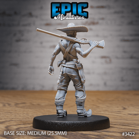 Hochauflösende Wild West Bandit Tabletop Miniatur, gedruckt in 6K für feinste Details