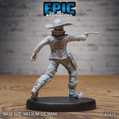 Unbemalte Wild West Bandit Miniatur von Epic Miniatures, perfekt für abenteuerliche Tabletop-Spiele