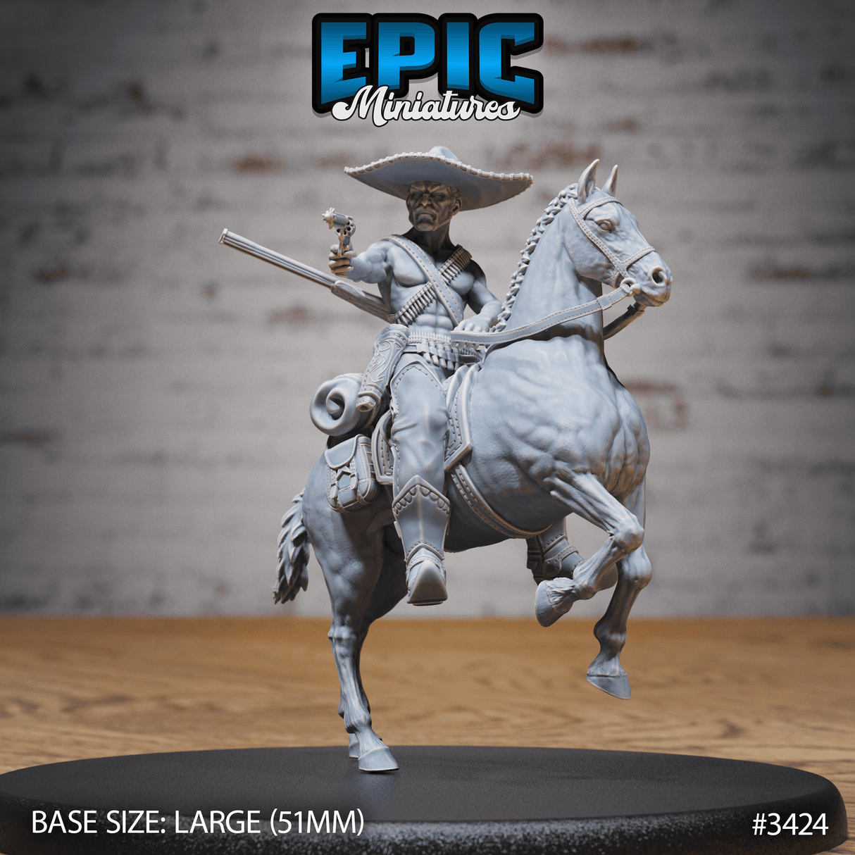 Wild West Bandit Reiter Miniatur, Tabletop Figur von Epic Miniatures, unbemalt und bereit für Deine Kreativität