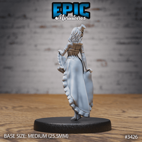 Saloon Tänzerin Tabletop Miniatur in tanzender Pose von Epic Miniatures, bereit zum Bemalen