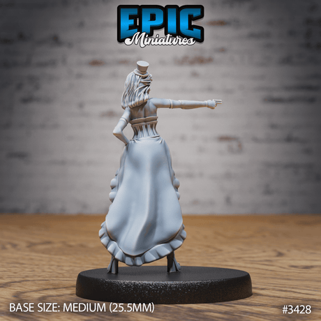 Unbemalte Saloon Tänzerin Miniatur von Epic Miniatures, perfekt für atmosphärische Tabletop-Spiele