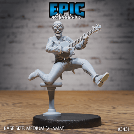 Untoter Saloon Musiker mit Gitarre Miniatur, Tabletop Figur von Epic Miniatures, unbemalt und bereit für Deine Kreativität