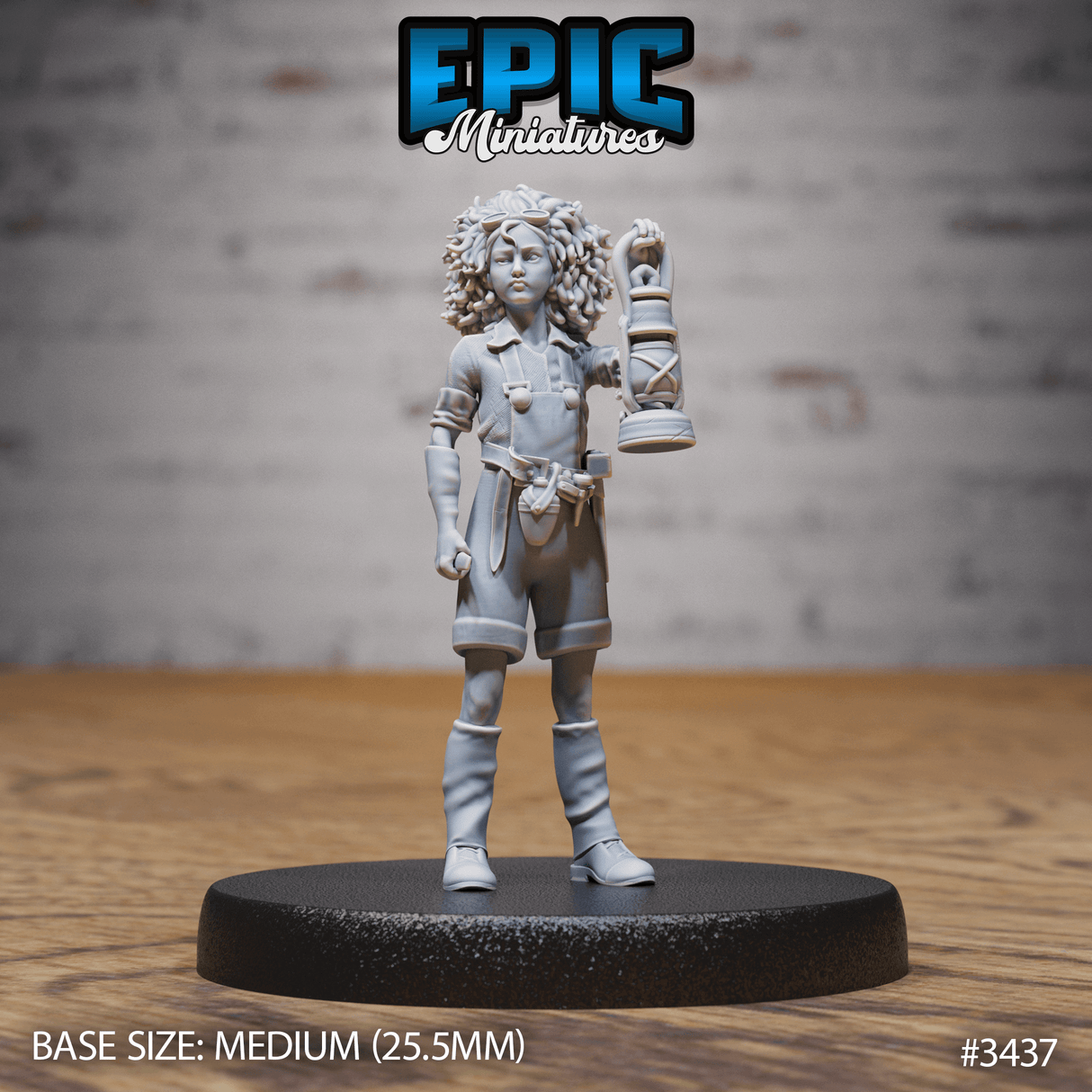 Bergbaulehrling mit Lampe Miniatur, Tabletop Figur von Epic Miniatures, unbemalt und bereit für Deine Kreativität