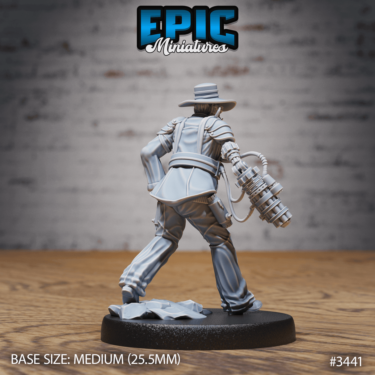 Detailreiche Gatling-Kunstmeister Sheriff Tabletop Figur, gedruckt in 6K für beeindruckende Details