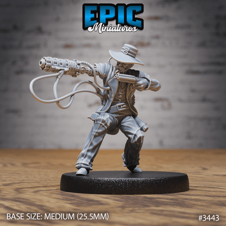 Gatling-Kunstmeister Sheriff in Schießpose, 6K gedruckte Miniatur von Epic Miniatures