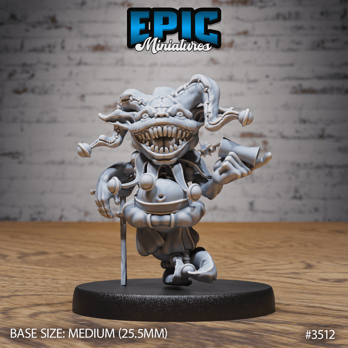 Frontansicht des Goblin Clown mit Dynamit Tabletop Game Miniatur