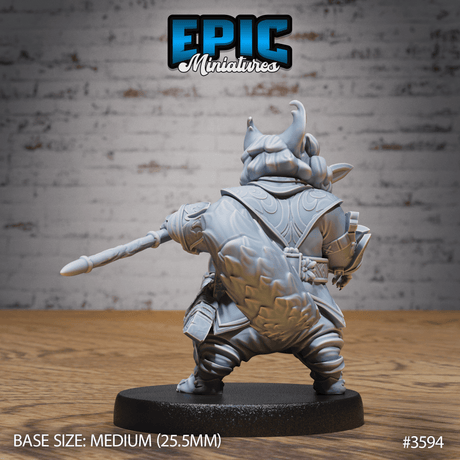 Eastern Cat Folk Spear Miniatur - Rückansicht (Medium) für Miniaturfigur für Tabletop Games und Iron Fist