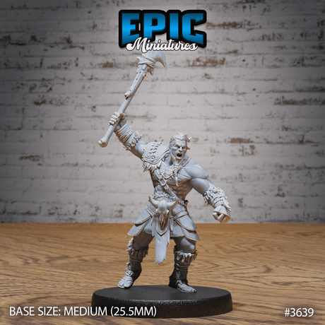 Barbarian Tribe Male Attacking von vorne - Angreifende Tabletop Figur