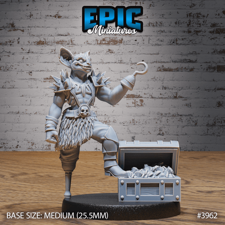 Kobold-Pirat mit Hakenhand von vorne für Tabletop Miniatur