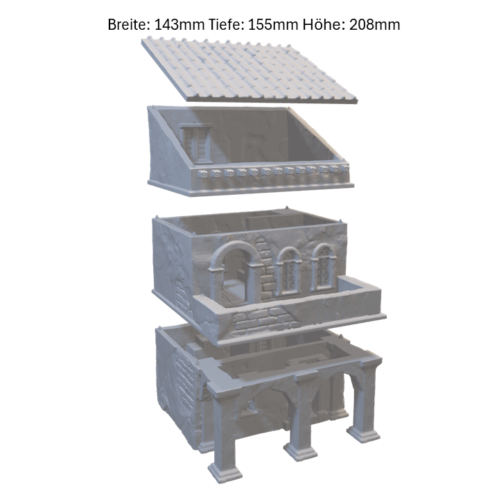 Mittelalterliches Gebäude mit Arkaden für Tabletop-Spiele