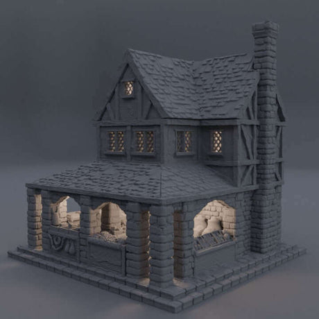 Mittelalterliches kleines Markthaus in 28 MM für Tabletop-Spiele