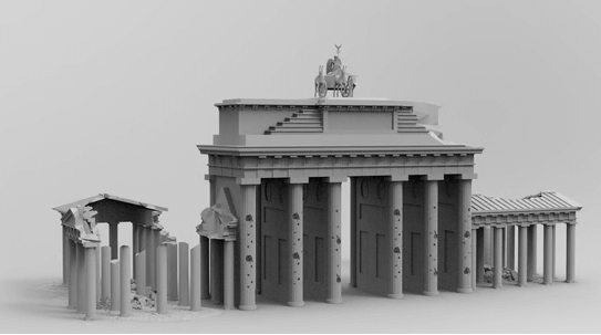 Zerstörtes Brandenburger Tor für historische Wargames
