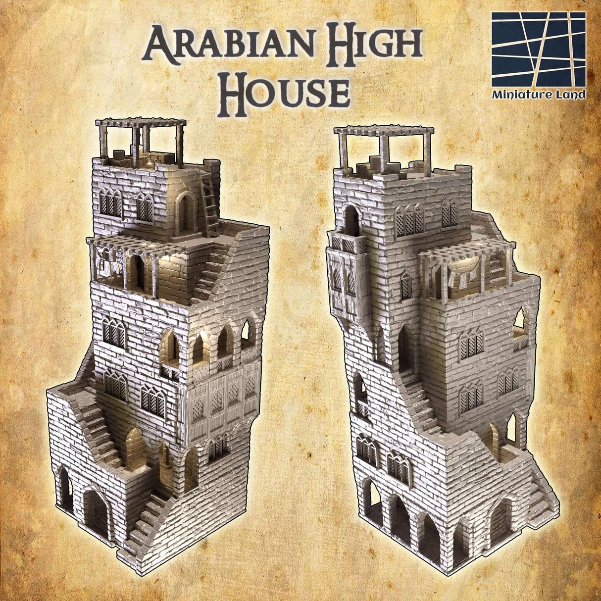 Arabisches Hochhaus im 28 MM Maßstab für Tabletop-Spiele
