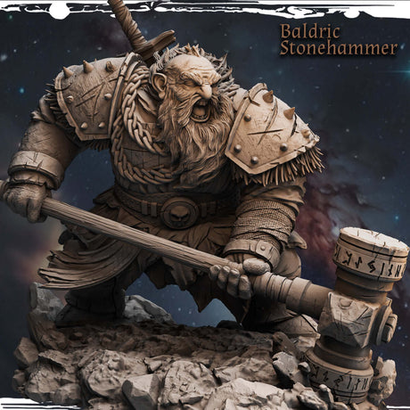 Baldric Stonehammer Zwergenkrieger Miniatur bemalbar 75mm
