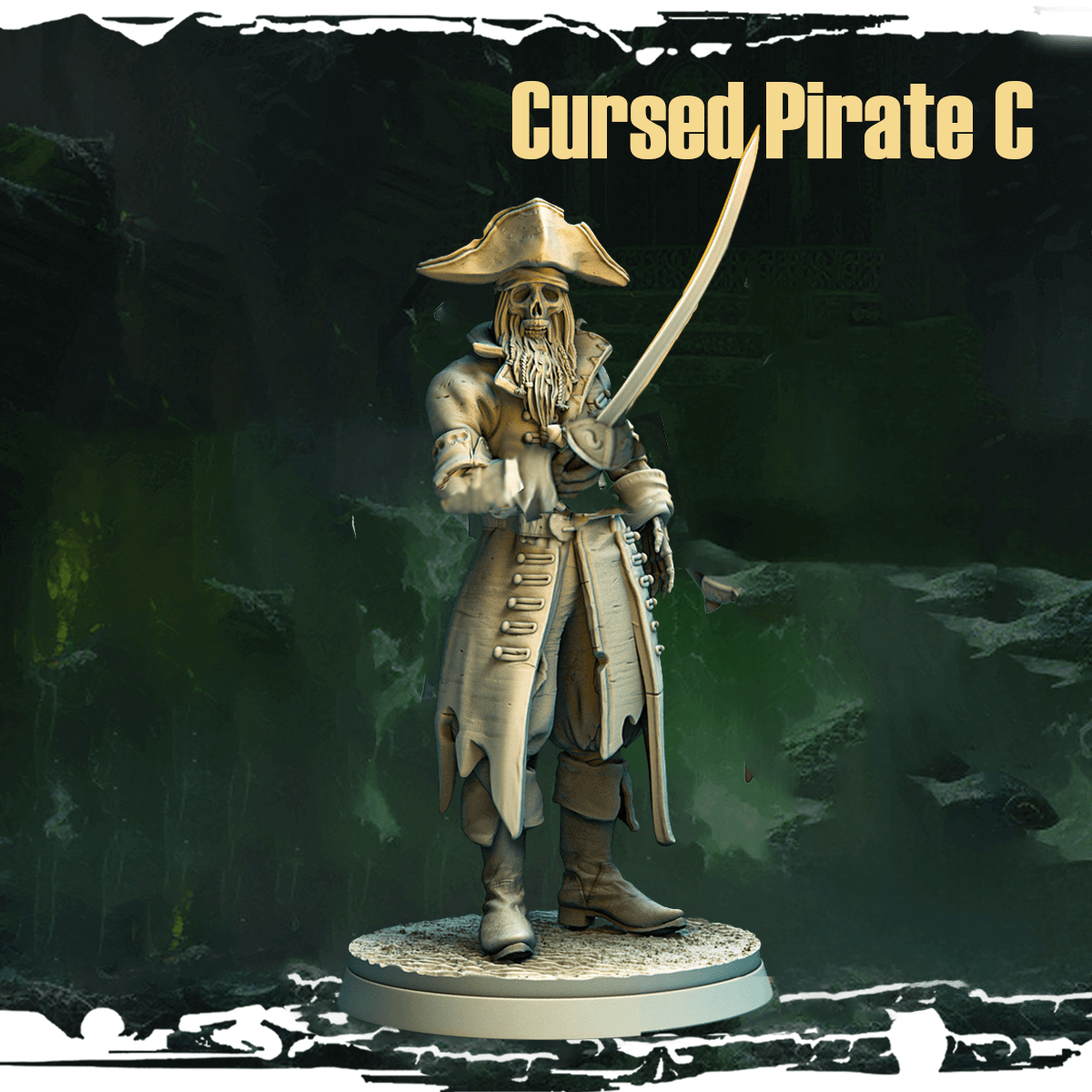 Verfluchter Pirat mit Schwert bemalbare Tabletop Figur