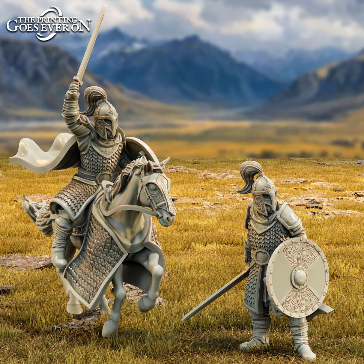 Eredhelm-Tabletop Ritter Miniatur auf dem Pferd