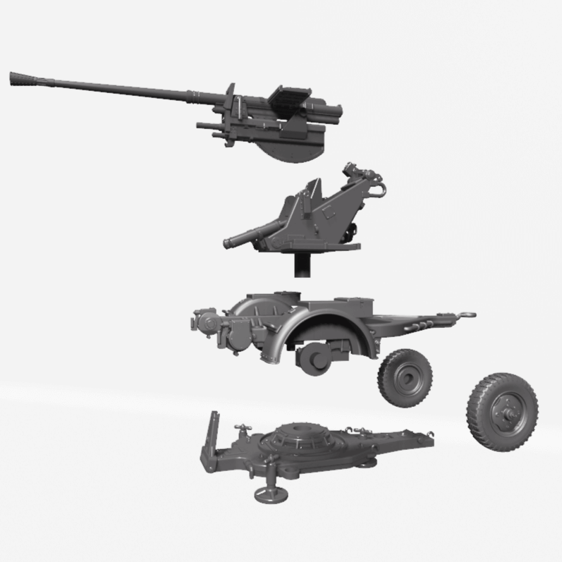 WWII-Flak-37-Geschütz-Kreuzlafette-Modellbau
