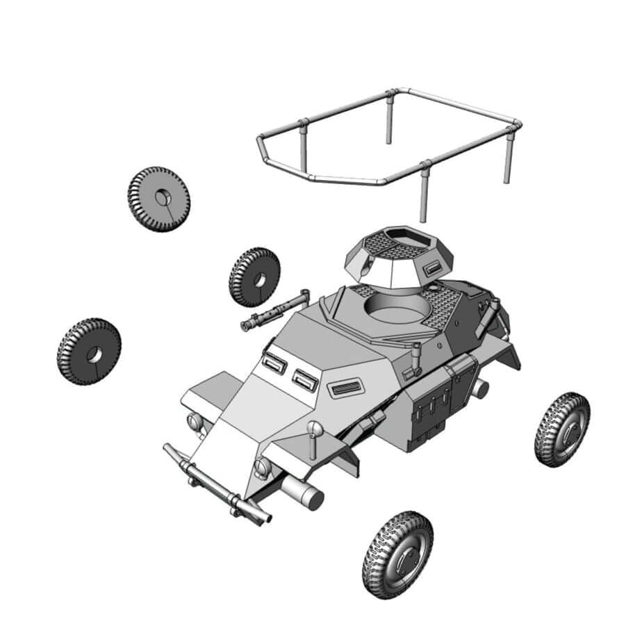 Sd-Kfz-223-mit-Rahmenantenne-Wargame-Modell
