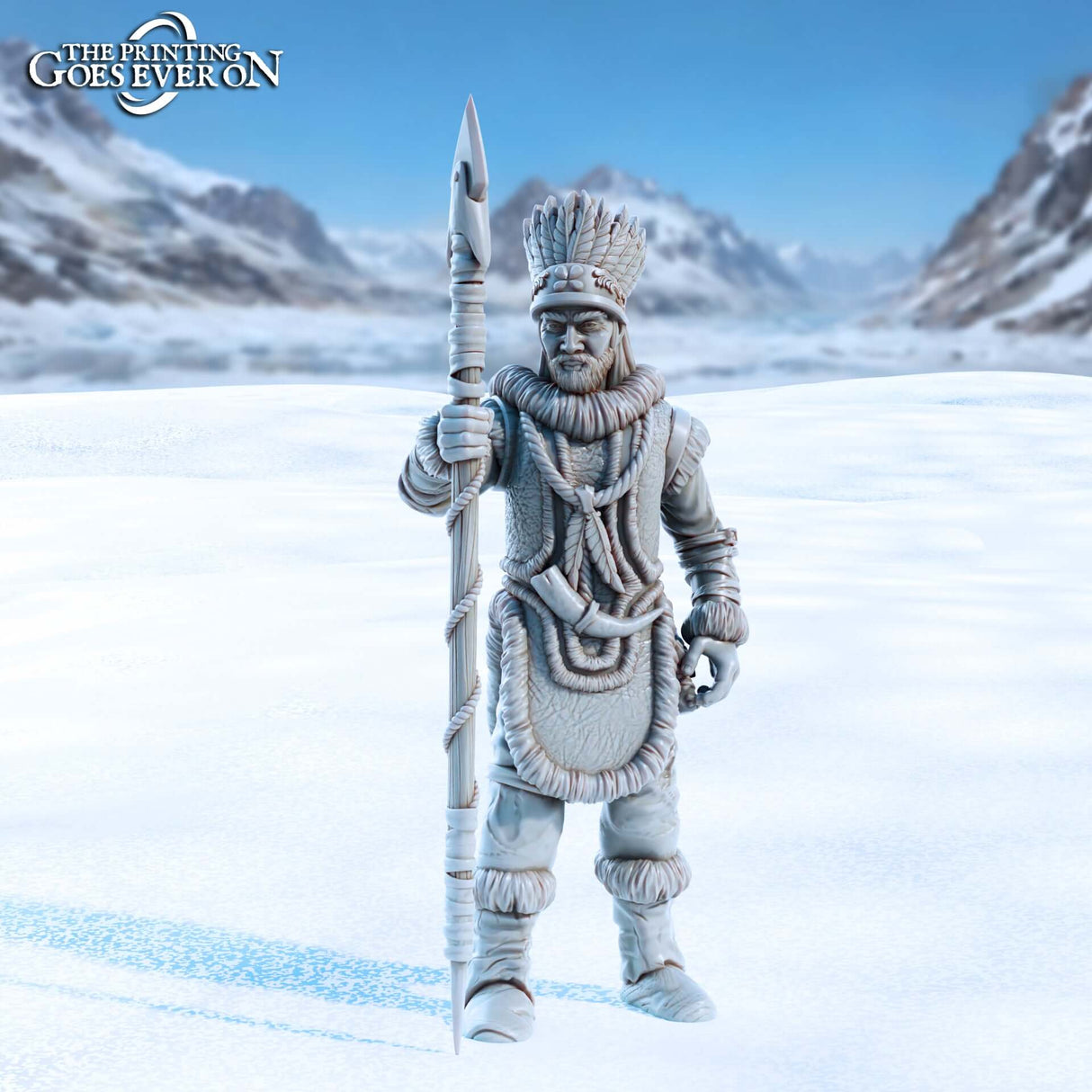 Frostkin Chieftan Miniatur mit Speer für Tabletop-Abenteuer