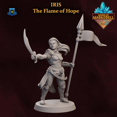 Iris - The Flame of Hope: Heroische Tabletop Miniatur mit Lanze und Säbel