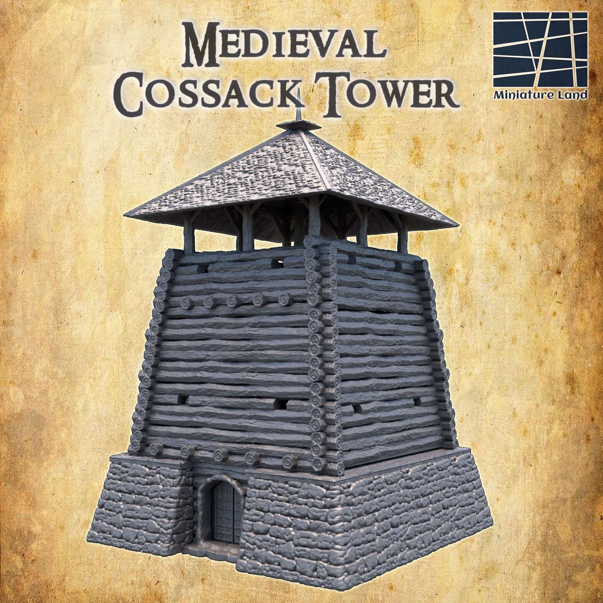 Mittelalterlicher Kosakenturm für Tabletop-Spiele im 28 MM Maßstab
