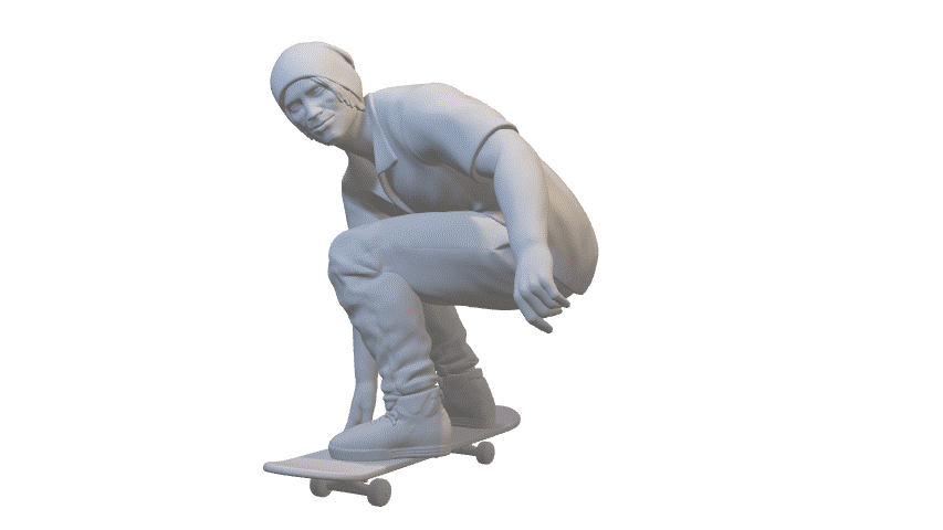Skatepark-Entspannung: Miniatur eines Skaters mit Hut