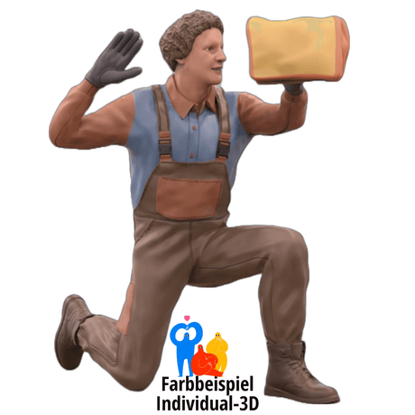 Autowascharbeiter mit Reinigungstuch | Miniaturfigur 