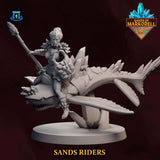 Weiblicher Sandhaireiter mit Speer und Schild - Elfische Tabletop Miniatur