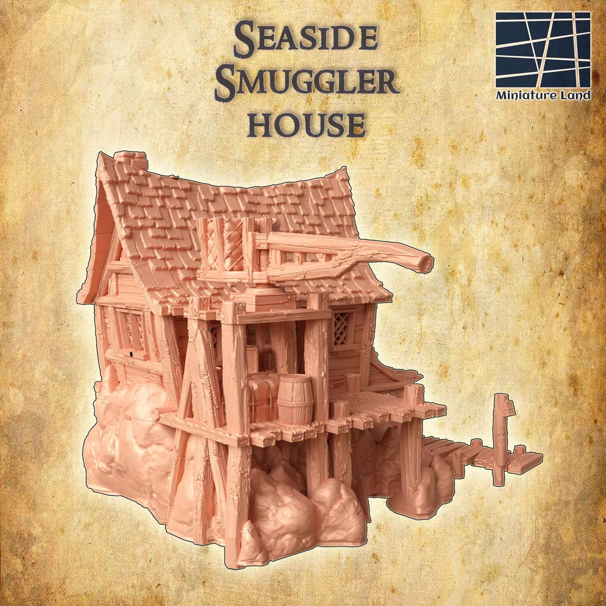 Tabletop-Geländestück - Seaside Smuggler House, perfekt für Fantasy- und Sci-Fi-Spiele