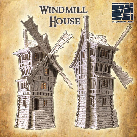 Imposante Windmühle mit Abmessungen 385x276x147mm für Tabletop