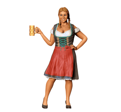 Frau im Dirndl mit Bierkrug beim Feiern Miniatur