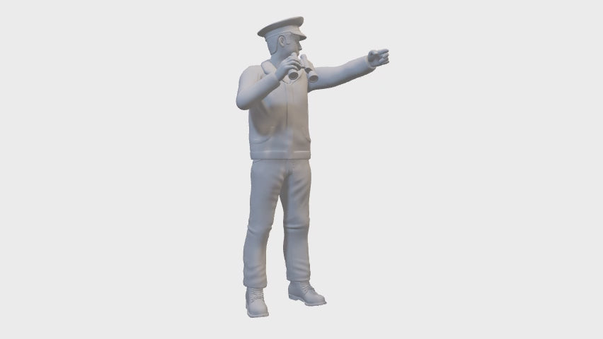 Figurine miniature du capitaine avec des jumelles