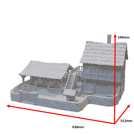 Detailliertes Bauernhaus und Stall für immersive Szenarien
