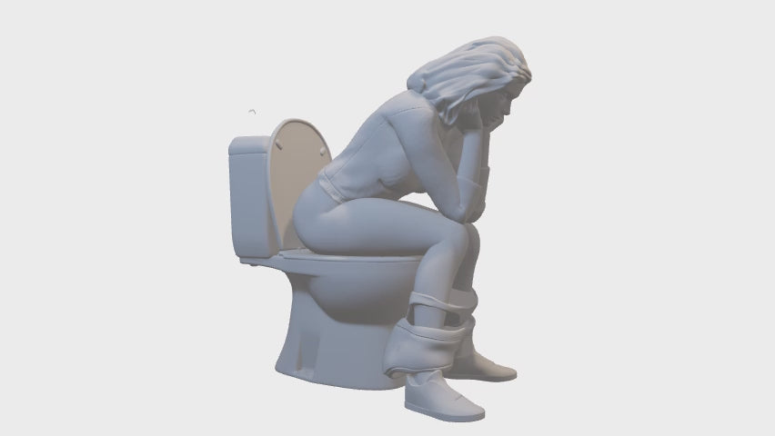 3D miniature "Woman on the toilet thinking" 