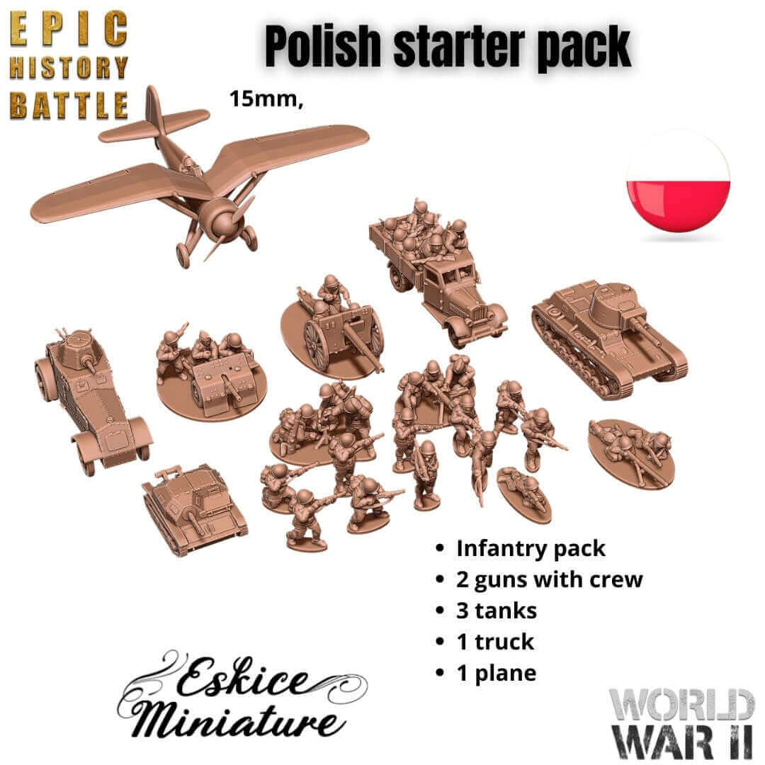 Polnisches Starter Pack für WWII Tabletop-Spiele im 15mm Maßstab